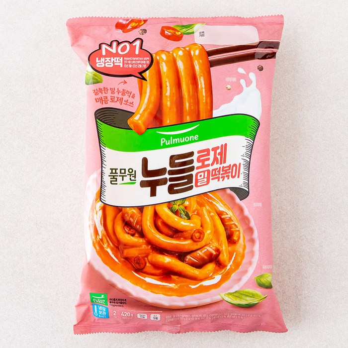풀무원 밀 로제 누들떡볶이 2인분, 420g, 1개 대표 이미지 - 분식 추천