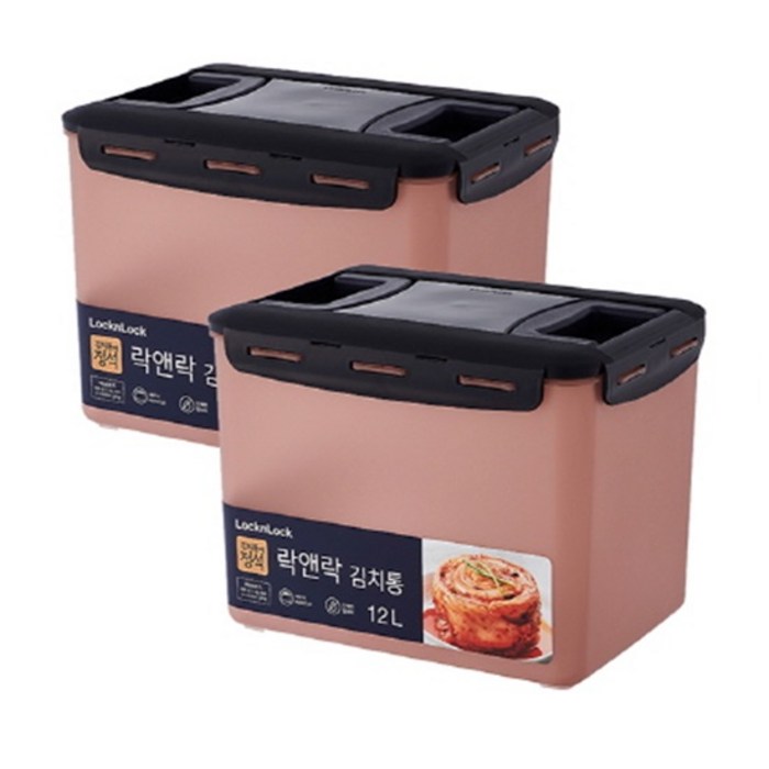 락앤락 뉴 김치통 정석 핑크 HPL889PKS2, 2PIECE, 12L 대표 이미지 - 김치통 추천