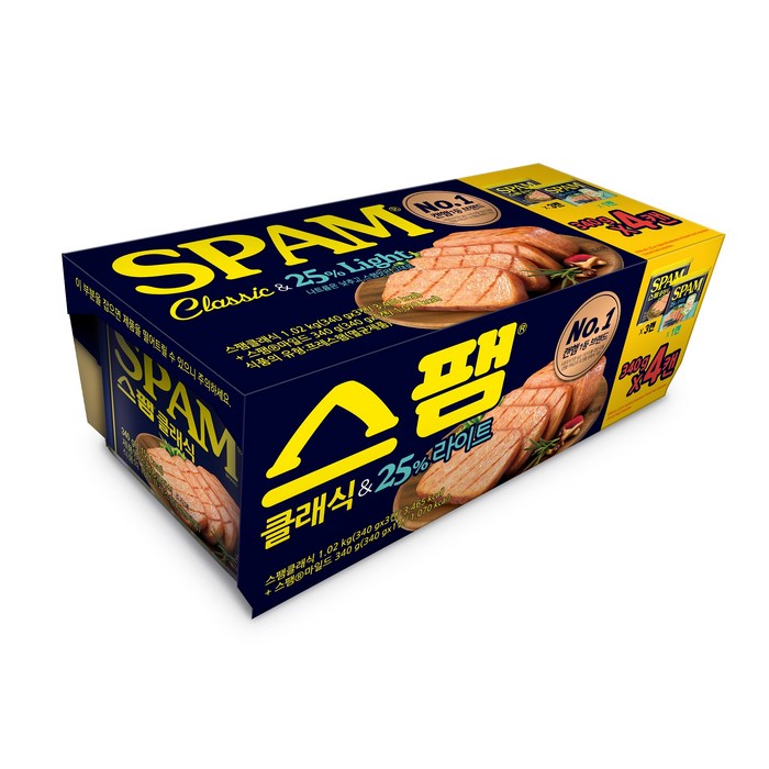 스팸 클래식 340g 3p + 25% 라이트 1p, 1세트 대표 이미지 - 햄 추천