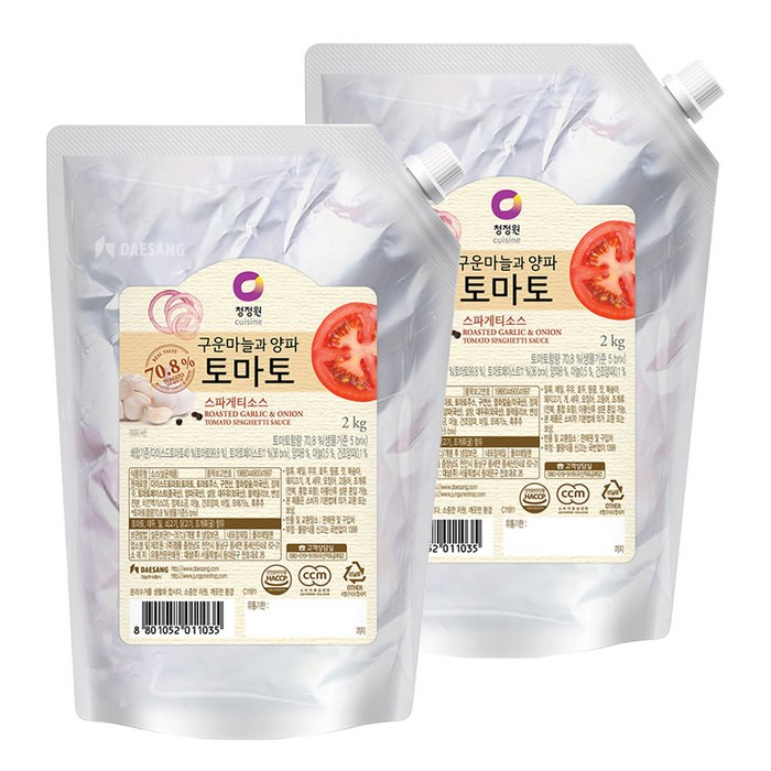 청정원 토마토 스파게티소스, 2kg, 2개 대표 이미지 - 토마토 파스타 추천