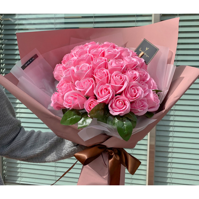 이플린 50송이 장미 비누꽃 대형꽃다발, 로즈핑크 대표 이미지 - 생화 꽃다발 추천