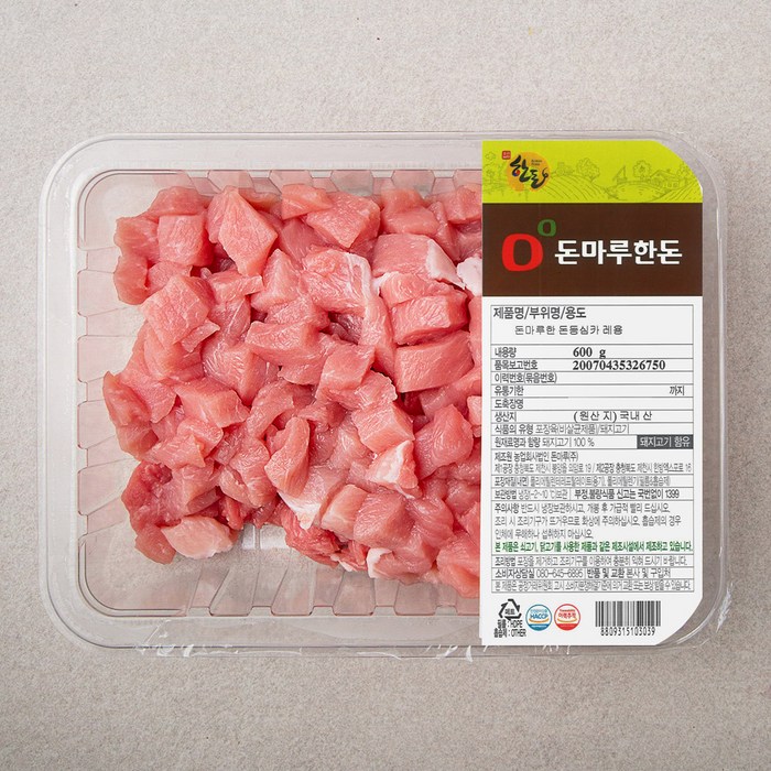 돈마루 한돈 등심 카레용 (냉장), 600g, 1개 대표 이미지 - 카레 추천