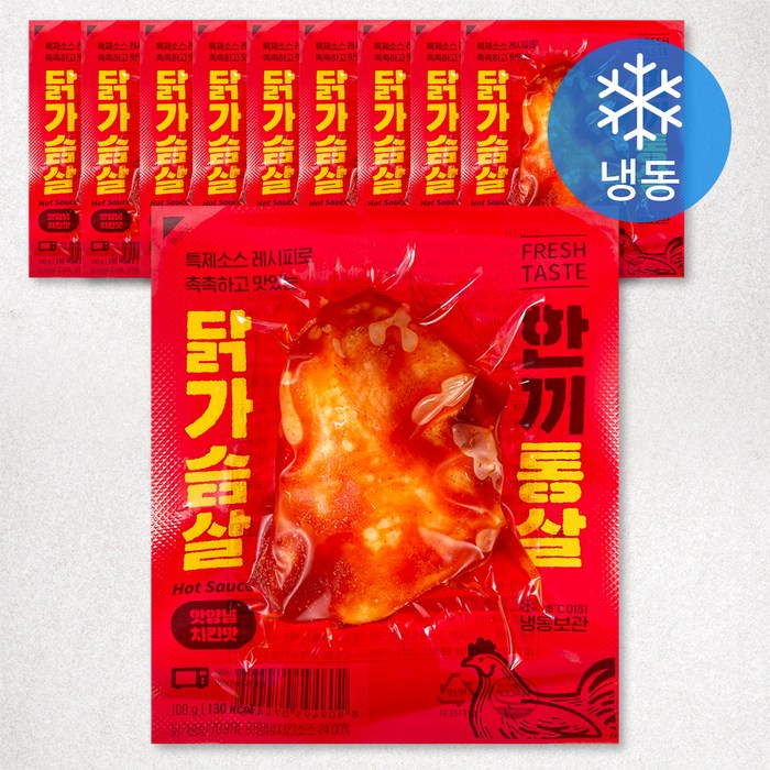한끼통살 통살 닭가슴살 핫양념치킨맛 (냉동), 100g, 10개 대표 이미지 - 소스 닭가슴살 추천