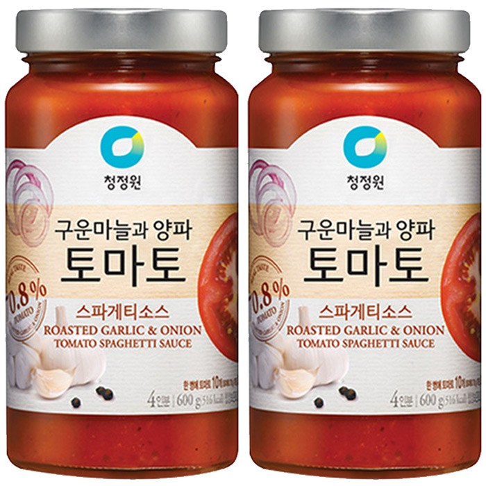 청정원 구운마늘과 양파 토마토 스파게티소스, 600g, 2개 대표 이미지 - 볼로네제 추천