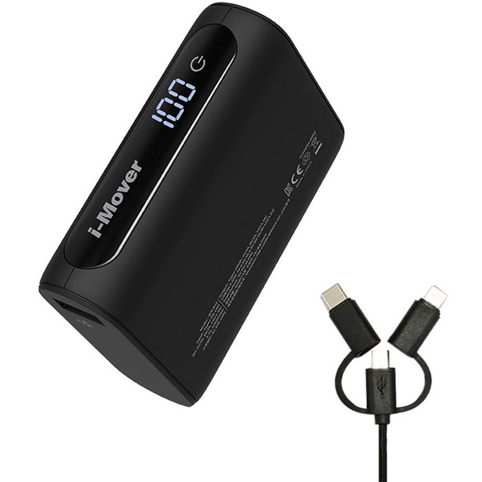 아이무버 고속충전 보조배터리 초소형 10000mAh QC3.0 PD20W + 3in1 충전케이블, R10, 블랙 대표 이미지 - 보조배터리 5000 추천