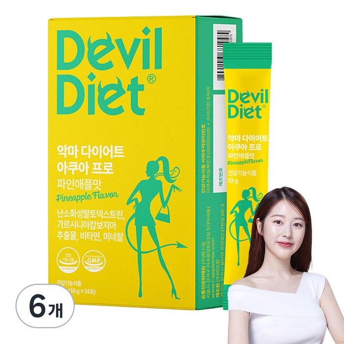 악마 다이어트 아쿠아 프로 파인애플맛 가르시니아 14p, 6개, 140g 대표 이미지 - 다이어트 음료 추천