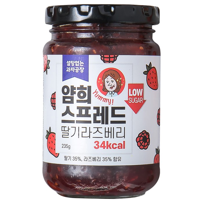 설탕없는과자공장 얌희스프레드 딸기라즈베리, 235g, 1개 대표 이미지 - 무설탕 잼 추천