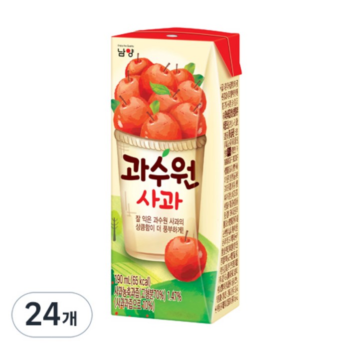 과수원 사과주스, 190ml, 24개 대표 이미지 - 상큼한 음료 추천