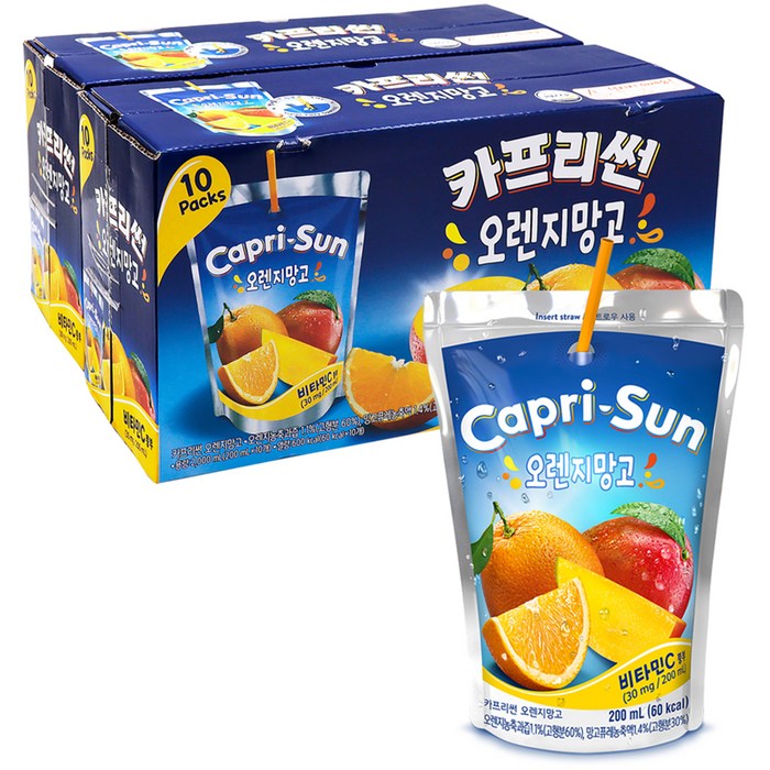 농심 카프리썬 오렌지망고, 200ml, 20개 대표 이미지 - 오렌지 탄산음료 추천