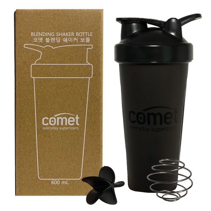 코멧 블랜딩 쉐이커 보틀, 블랙, 600ml 대표 이미지 - 헬스 물통 추천