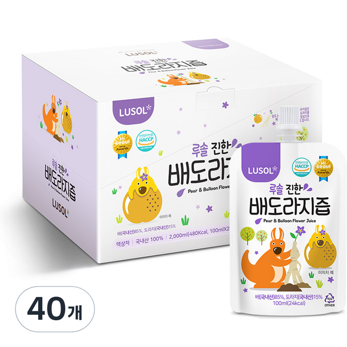 루솔 진한 배도라지즙 선물세트, 40개, 100ml 대표 이미지 - 감기 낫는법 추천