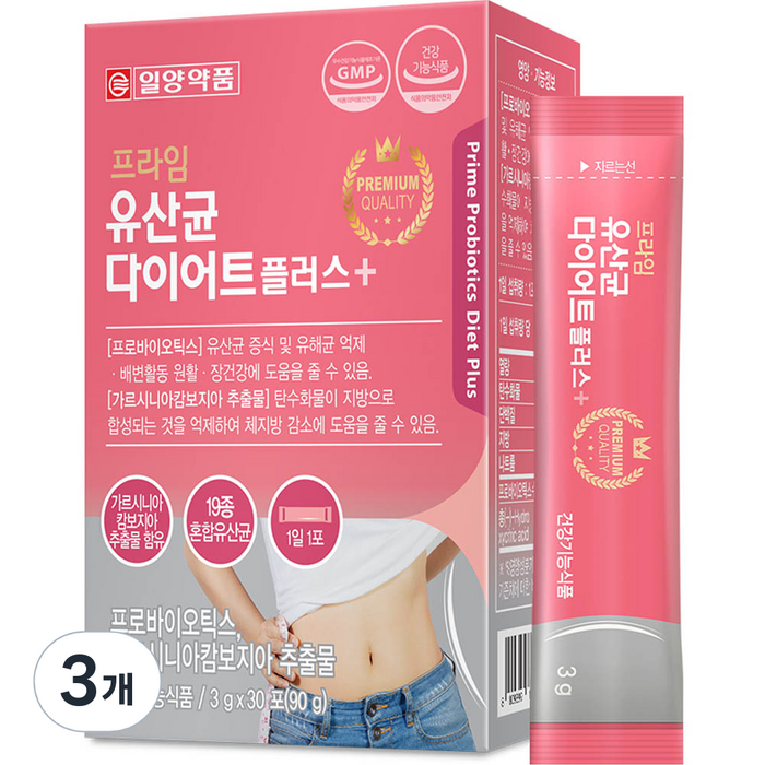일양약품 프라임 유산균 다이어트 플러스 30p, 30포, 90g, 3개 대표 이미지 - 가르니시아 유산균 추천