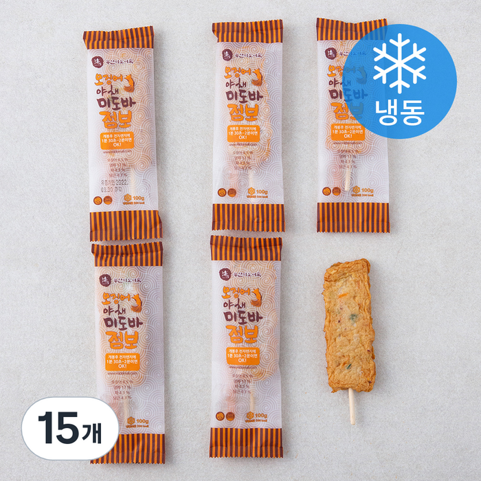 부산미도어묵 오징어 야채 미도바 점보 어묵바 (냉동), 100g, 15개 대표 이미지 - 오뎅바 추천