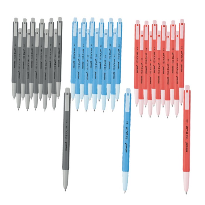 모나미 153 CLIP 볼펜 3종 세트 0.5mm, Black, Blue, Red, 12세트 대표 이미지 - 모나미 추천