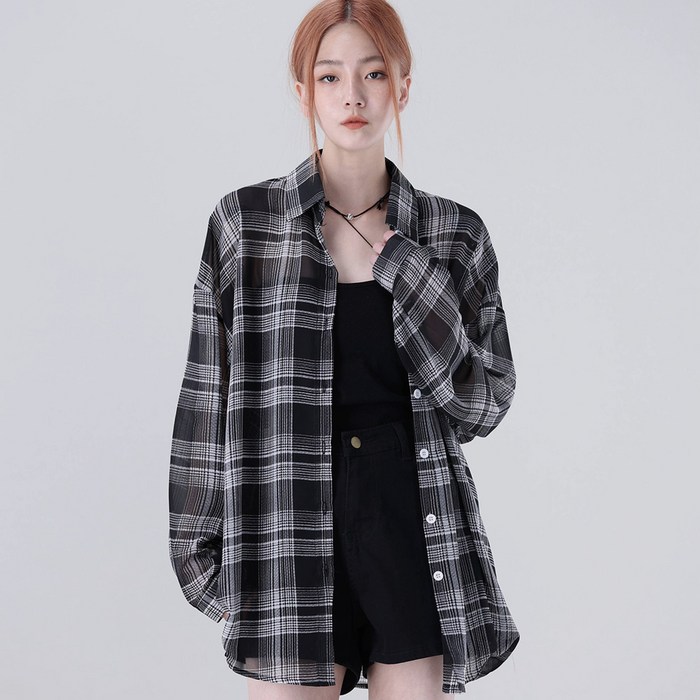 어썸어라운드 여성용 썸머 체크 셔츠 대표 이미지 - 여성 반팔 셔츠 추천