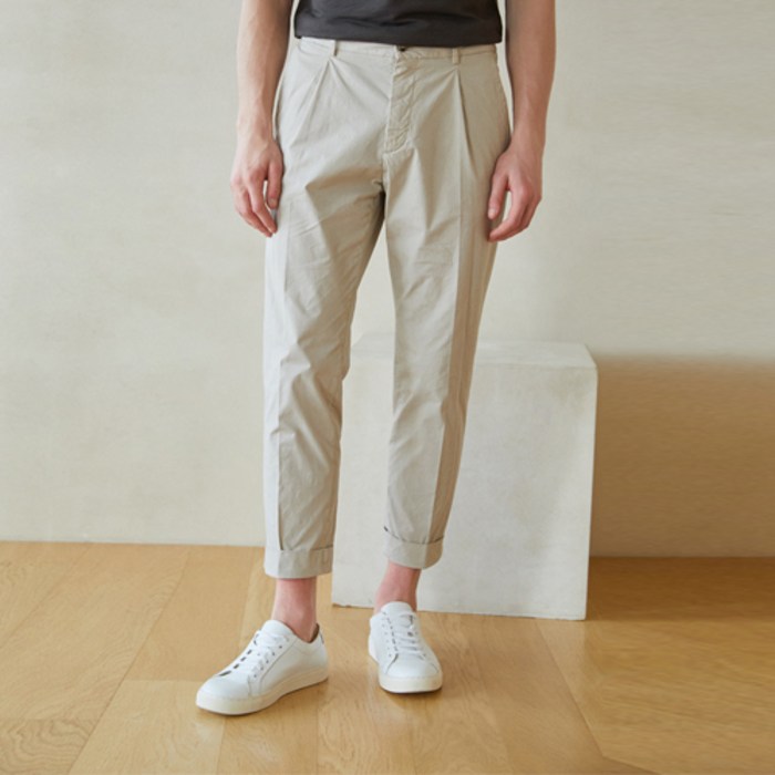 남성용 타임리스 가먼트다잉 원턱 테이퍼드 코튼 밴딩 치노 팬츠 MAPA2B941 대표 이미지 - 치노팬츠 추천