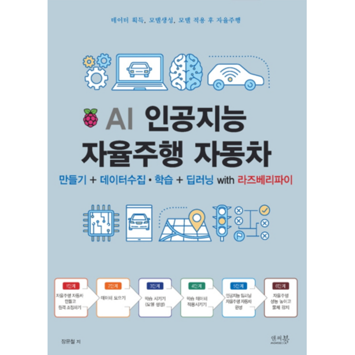 AI 인공지능 자율주행 자동차 만들기 + 데이터 수집ㆍ학습 + 딥러닝 with 라즈베리파이:데이터 획득 모델 생성 모델 적용 후 자율주행, 앤써북 대표 이미지 - AI 책 추천