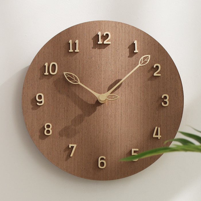 MJK 우드네이처 나뭇잎 무소음 벽시계, 라이트월넛 대표 이미지 - 안방 시계 추천