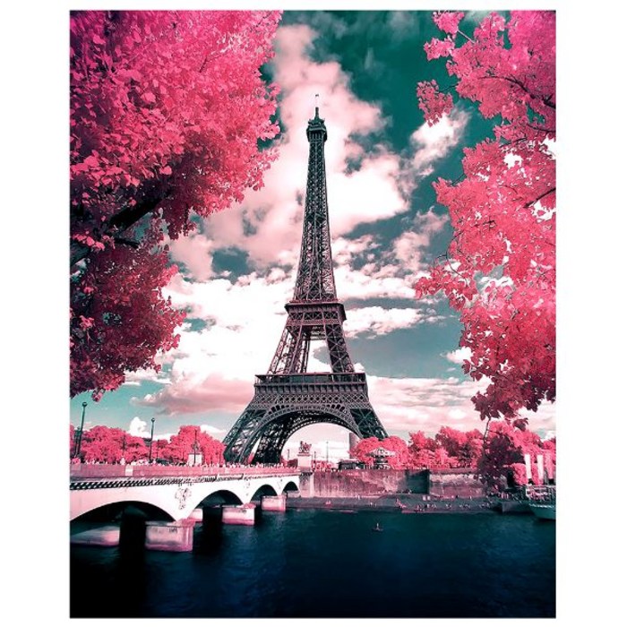 케이엠엘리 캔버스액자 일체형 3D 원형 보석십자수 DIY 키트 50 x 40 cm, 에펠탑전경, 1세트 대표 이미지 - 에펠탑 추천