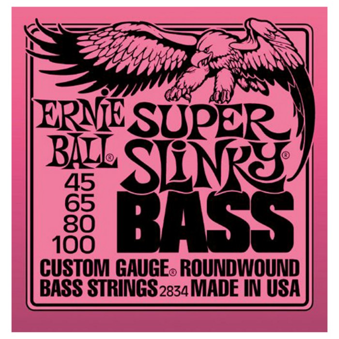 어니볼 Ernie ball Super Slinky Bass 베이스 스트링 45~100, 2834, 혼합색상 대표 이미지 - 베이스 줄 추천