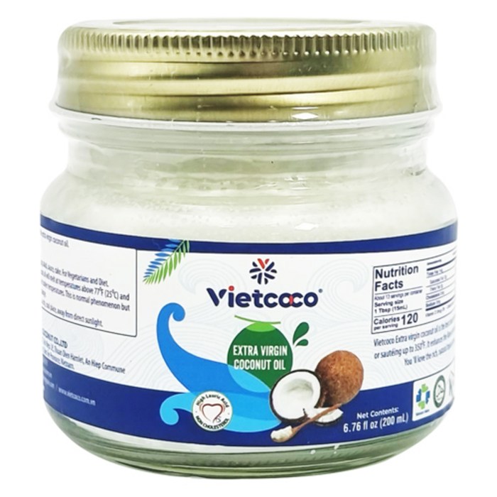 vietcoco 비정제 저온압착 엑스트라버진 코코넛오일, 1개, 200ml 대표 이미지 - MCT 오일 추천