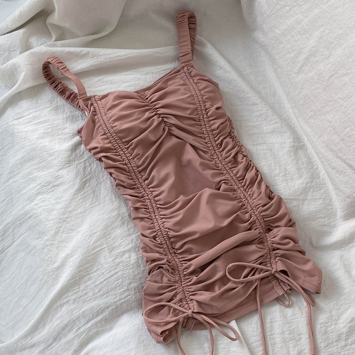 햅번홀리데이 셔링 원피스 수영복, 핑크 대표 이미지 - 꽃무늬 수영복 추천