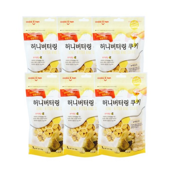 쿠키앤맘 허니버터링 반려동물 쿠키 120g, 치즈, 6개입 대표 이미지 - 강아지 쿠키 추천