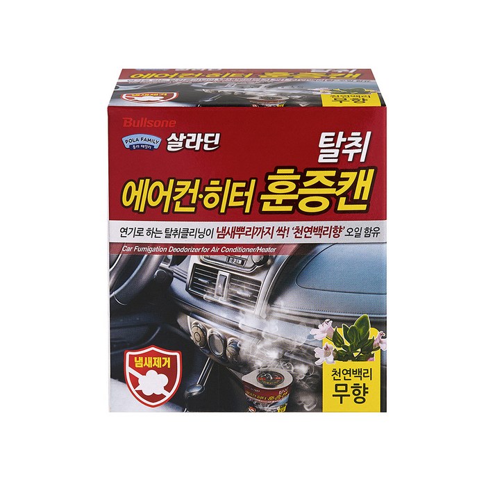 불스원 폴라패밀리 살라딘 에어컨 히터 훈증타입 차량탈취제 무향 본품, 4.8g, 1개 대표 이미지 - 훈증캔 추천