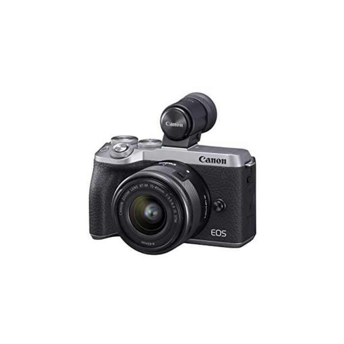 [미국] 511767 Canon EOS M6 Mark II Mirrorless Digital Compact Camera + EF-M 15-45mm F/3.5-6.3 IS STM +, Silver_With EF-M 15-45mm lens + EVF