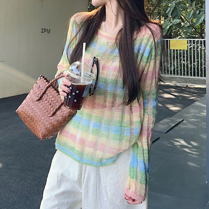 샤이니 레인보우 니트