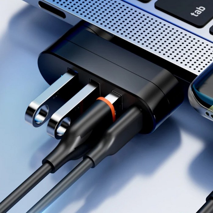 USB3.0 C타입 4포트 허브 180도 회전 멀티 확장 어댑터 노트북 맥북 PC