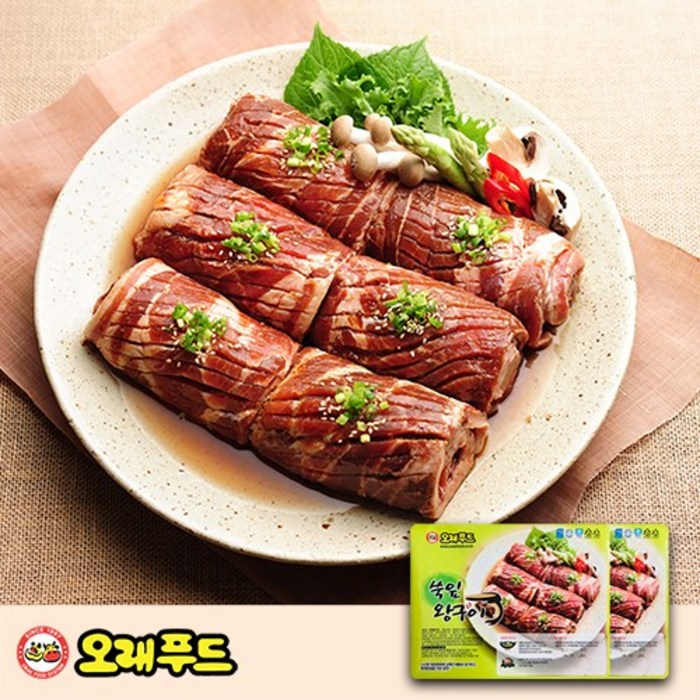 수제 양념 돼지갈비 맛 쑥잎왕구이 1.2kg * 2팩 (8대 8인분), 2개 대표 이미지 - 돼지갈비 추천