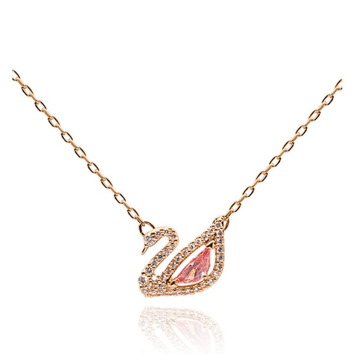 스와로브스키 Dazzling Swan 핑크스완 목걸이 5469989 + 쇼핑백 대표 이미지 - 스와로브스키 목걸이 추천