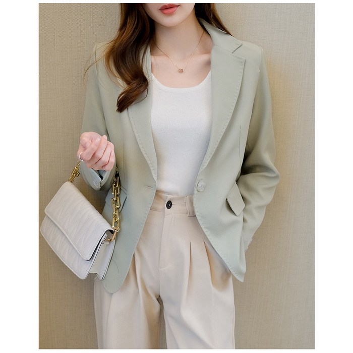 DFMEI 봄여름 신상품 패션 여성복류 Casual suit 녹색 짧은 정장 재킷 여성 봄과 가을 캐주얼 모든 경기 대표 이미지 - 봄여름 바람막이 추천
