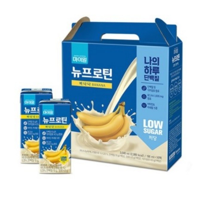 마이밀 마시는 뉴프로틴 로우슈거 바나나맛, 190ml, 48개 대표 이미지 - 바나나맛 프로틴 추천