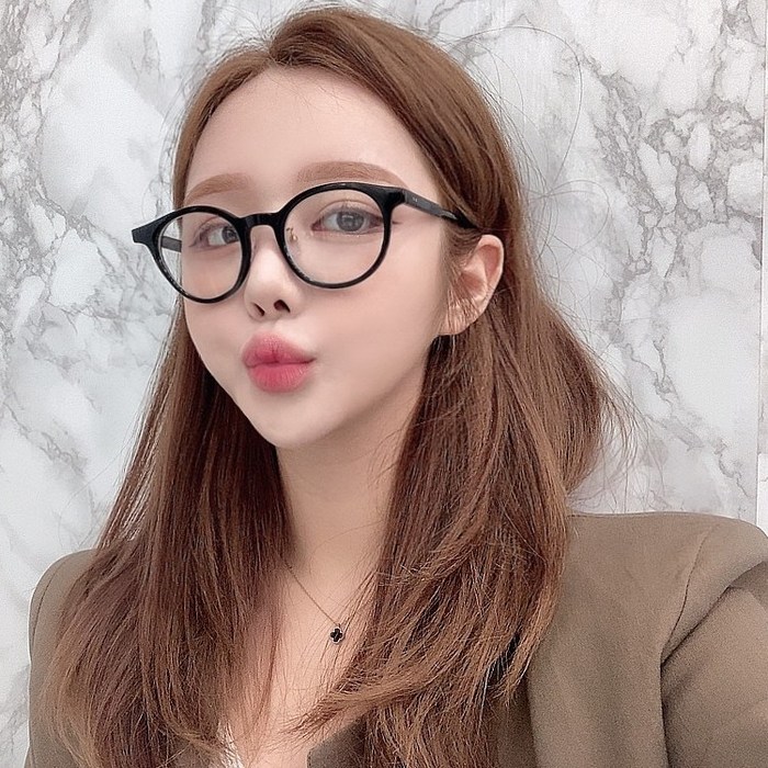 VANANA2 가벼운 남자 여자 뿔테 라운드 블랙 안경 대표 이미지 - 하금테 안경 추천