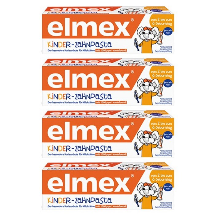 엘멕스 킨더 치약 (0~6세) 50ml 4개, 단일상품