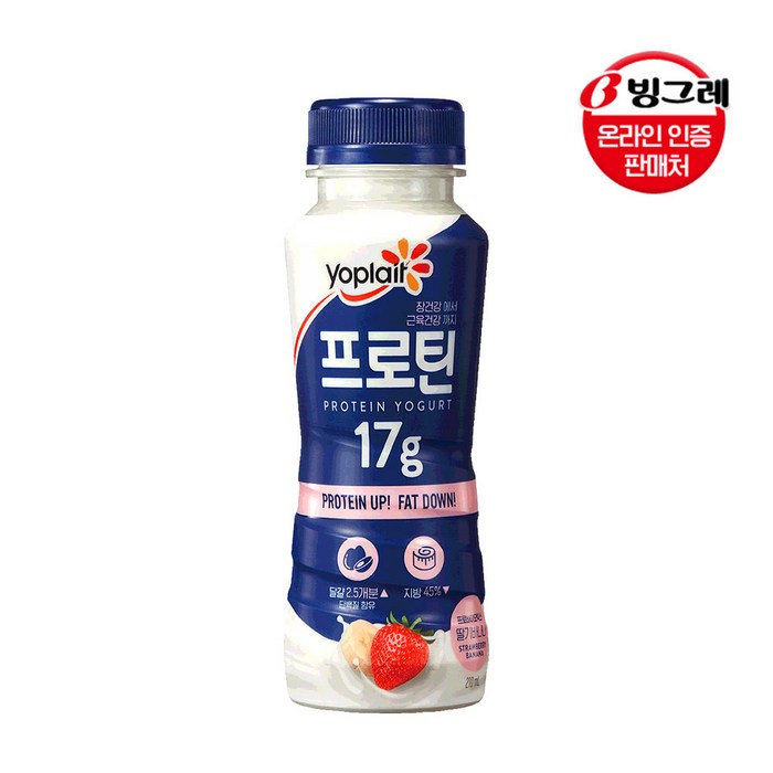 빙그레 요플레 프로틴 드링크 딸기바나나 210ml 12입, 12개입 대표 이미지 - 마시는 프로틴 추천