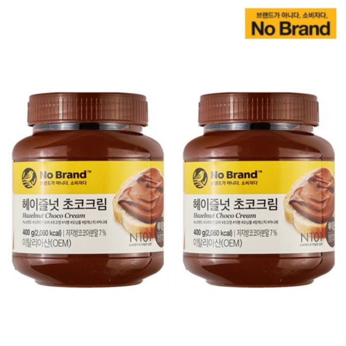 노브랜드 헤이즐넛 초코크림 400g x 2개, 단품 대표 이미지 - 초코 크림 추천