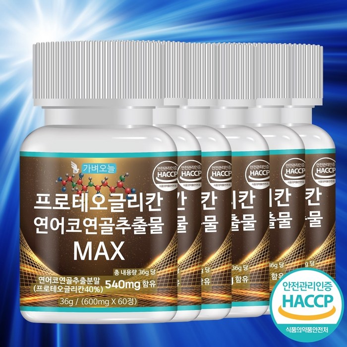 프로테오글리칸 연어코 연골 추출물 600mg 2형 콜라겐 콘드로이친 류신 함유, 60정 x 6개(12개월분), 6개, 60정 대표 이미지 - 프로테오글리칸 추천