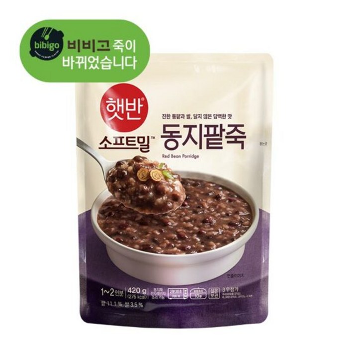 비비고 동지팥죽, 420g, 10개 대표 이미지 - 통단팥 추천