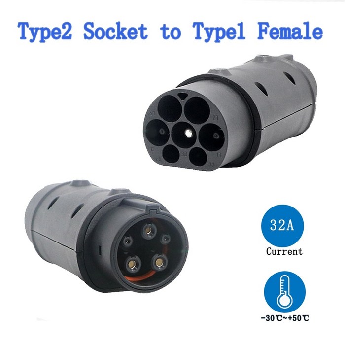 EVSE 어댑터 32A 전기 자동차 EV 충전기 커라운드넥터 IEC 62196 소켓 유형 2 에서 1 대표 이미지 - 전기차 충전기 추천