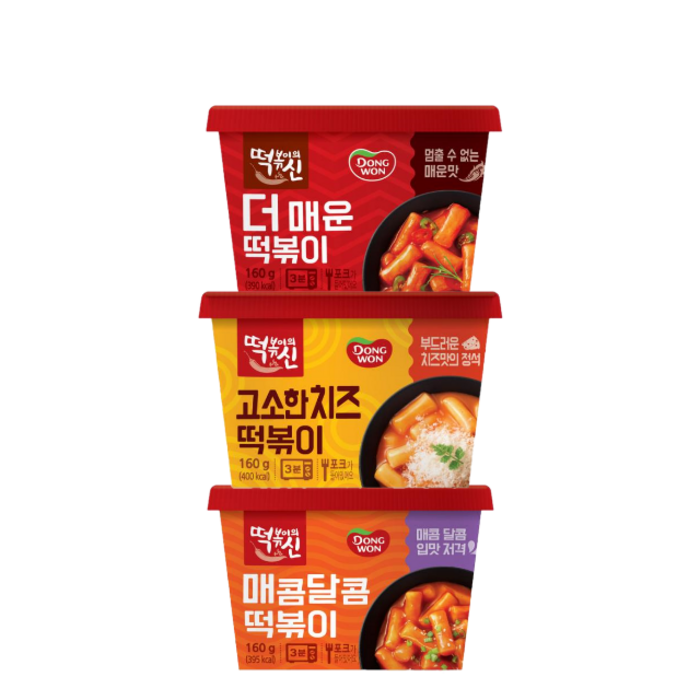 동원 떡볶이의신 컵떡볶이(매콤달콤+치즈+더매운) 편의점 즉석 떡뽁이 실온, 1세트 대표 이미지 - 떡신 추천