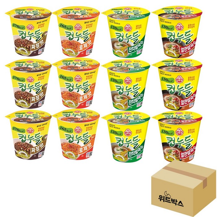 [위드박스] 다이어트 컵라면 컵누들 12개(로제3+짜장3+잔치3+얼큰3), 12개 대표 이미지 - 컵누들 추천