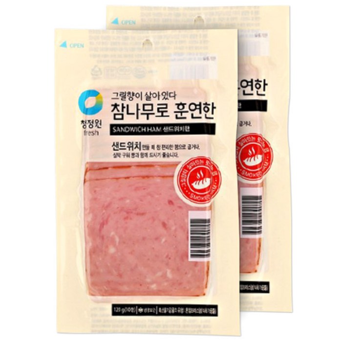 청정원 참나무로 훈연한 샌드위치햄, 120g, 2개 대표 이미지 - 샌드위치 햄 맛있는거 추천