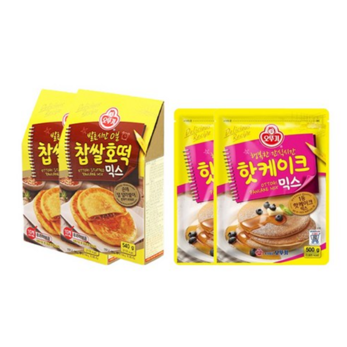 오뚜기 찹쌀호떡믹스 540g 2개 + 핫케이크믹스 500g 2개, 오뚜기 찹쌀호떡믹스 2개 + 핫케이크믹스 500g 2개 대표 이미지 - 호떡 추천