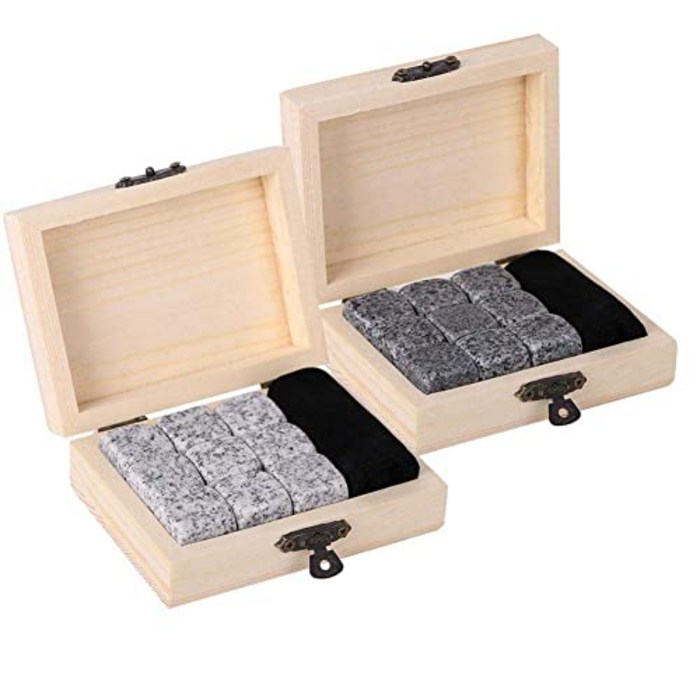 Whisky Stones Set of 9 Whisky Wine Chilling Stones Set Bar Home Drink Chiller Stones Rocks Wooden Box Packaging for Whiskey and other Beverages(Gray), 본상품 대표 이미지 - 위스키 책 추천