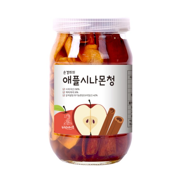 허밍테이블 애플시나몬청 (유기농원당 수제청)청송사과, 500g, 1개 대표 이미지 - 수제과일청 추천