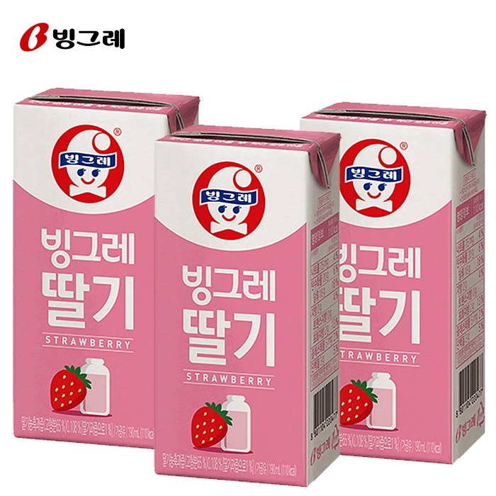 빙그레 딸기우유, 190ml, 24개 대표 이미지 - 딸기맛 음료 추천