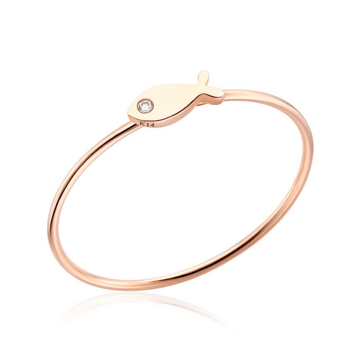 [비앤비골드]14K18K 물고기 탄생석 1mm 4월 큐빅 텐션링 반지 NPR29259 대표 이미지 - 18k 반지 추천